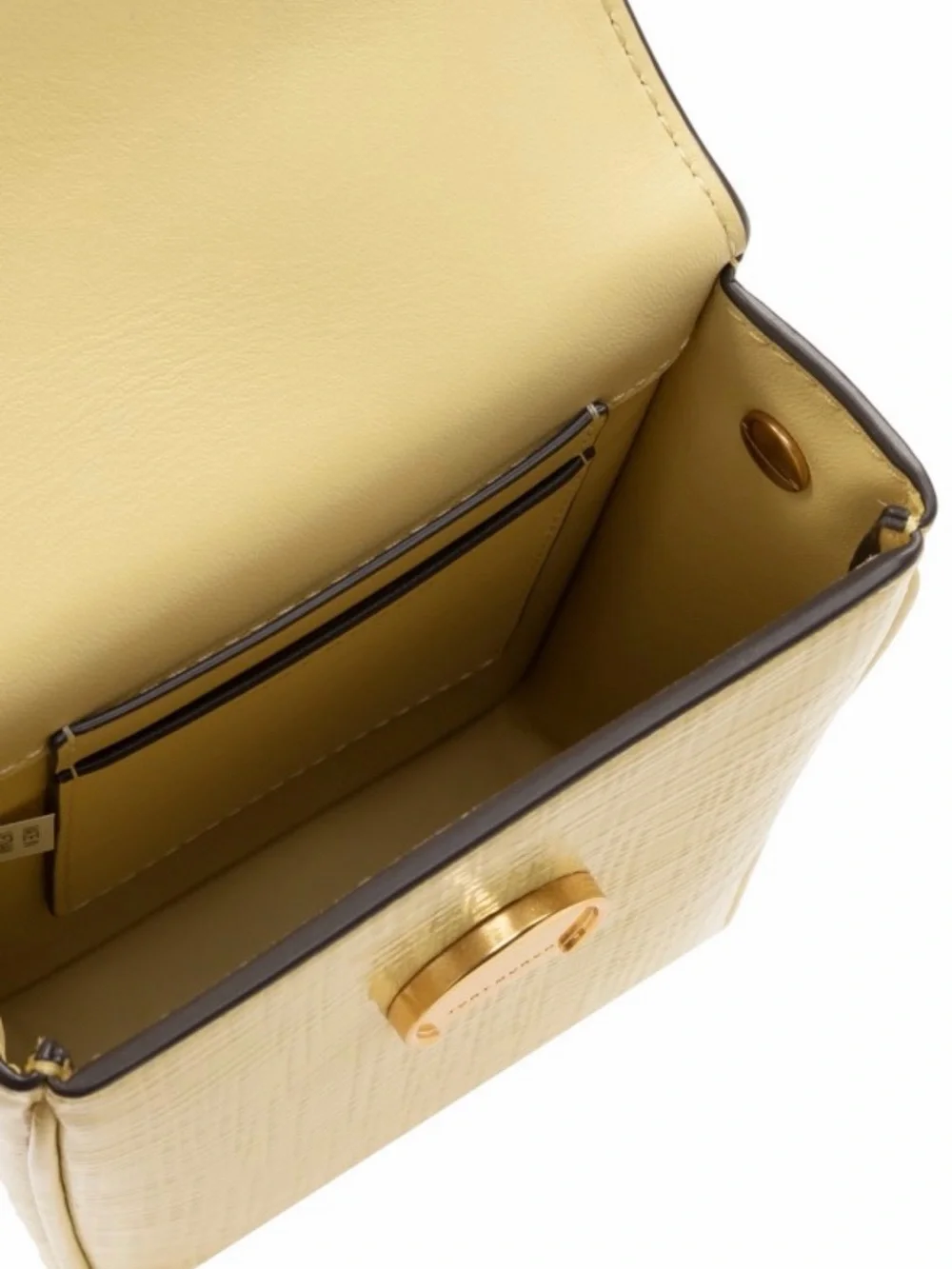 Tory Burch Bright Yellow Textured Leather Crossbody Phone Pouch